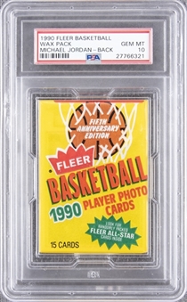 1990/91 Fleer Basketball Unopened Wax Pack – PSA GEM MT 10 – Michael Jordan on Back